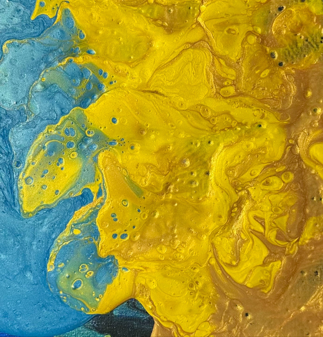 Abstract Painting of the Sun with Water Elements